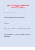 Biology NC EOC Review Questions and  Answers 100&percnt; Approved