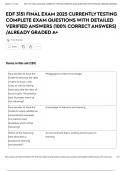 EDF 3151 FINAL EXAM 2025 CURRENTLY TESTING COMPLETE EXAM QUESTIONS WITH DETAILED VERIFIED ANSWERS &lpar;100&percnt; CORRECT ANSWERS&rpar; &sol;ALREADY GRADED A&plus;