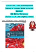 TEST BANK for Olds' Maternal-Newborn Nursing & Women's Health Across The Lifespan&comma; 11th Edition &lpar;Davidson&rpar;&comma; Chapters 1 to 36 &vert; All Chapters Verified