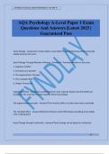 AQA Psychology A-Level Paper 1 Exam Questions And Answers &vert;Latest 2025 &vert; Guaranteed Pass