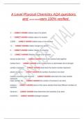 A Level Physical Chemistry AQA questions and  correct answerwers 100&percnt; verified&period; 