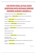 UTA PATHO FINAL ACTUAL EXAM QUESTIONS WITH DETAILED VERIFIED ANSWERS ALREADY GRADED A&plus;