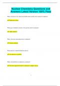 Nuclear Chemistry Questions and Answers Latest Version 100&percnt; Pass