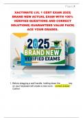 XACTIMATE LVL 1 CERT EXAM 2025&vert;  BRAND NEW ACTUAL EXAM WITH 100&percnt;  VERIFIED QUESTIONS AND CORRECT  SOLUTIONS&vert; GUARANTEED VALUE PACK&vert;  ACE YOUR GRADES&period; 