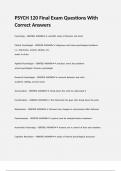 PSYCH 120 Final Exam Questions With Correct Answers.
