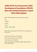 WGU D276&colon; Pre-Assessment &vert; Web Development Foundations &lpar;PNVO&rpar; Quiz with Verified Solutions &vert; Latest 2025&sol;2026 Update&period;