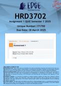 HRD3702 Assignment 1 QUIZ &lpar;ANSWERS&rpar; Semester 1 2025 - DISTINCTION GUARANTEED