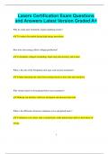 Lasers Certification Exam Questions and Answers Latest Version Graded A&plus;