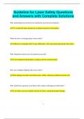 Guideline for Laser Safety Questions and Answers with Complete Solutions