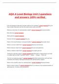 AQA A Level Biology Unit 1 