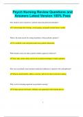 Psych Nursing Review Questions and Answers Latest Version 100&percnt; Pass