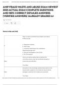 AHIP FRAUD WASTE AND ABUSE EXAM NEWEST 2025 ACTUAL EXAM COMPLETE QUESTIONS AND 100&percnt; CORRECT DETAILED ANSWERS &lpar;VERIFIED ANSWERS&rpar; &vert;ALREADY GRADED A&plus;