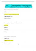 CAPT &ndash; Pharmacology Questions and Answers Latest Version Already Passed