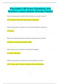 Psychiatric NP Exam Questions and Answers Latest Update Already Passed