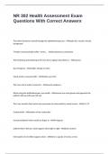 NR 302 Health Assessment Exam Questions With Correct Answers
