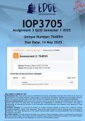 IOP3705 Assignment 3 QUIZ &lpar;ANSWERS&rpar; Semester 1 2025 - DISTINCTION GUARANTEED