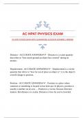 AC HPAT PHYSICS EXAM WITH GUARANTEED ACCURATE ANSWERS &vert;VERIFIED
