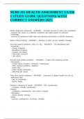 NURS 315 HEALTH ASSESSMENT EXAM 1 STUDY GUIDE QUESTIONS WITH CORRECT ANSWERS