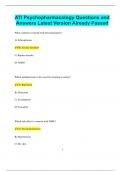 ATI Psychopharmacology Questions and Answers Latest Version Already Passed