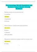 Pharmacology NCLEX Questions and Answers Latest Version Already  Graded A