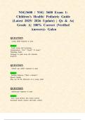 NSG3600 &sol; NSG 3600 Exam 1&colon; Children's Health&sol; Pediatric Guide &lpar;Latest 2025&sol; 2026 Update&rpar; &vert; Qs & As&vert; Grade A&vert; 100&percnt; Correct &lpar;Verified Answers&rpar;- Galen