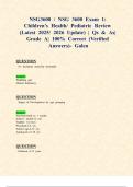 NSG3600 &sol; NSG 3600 Exams 1&colon; Children s Health&sol; Pediatric &lpar;Latest 2025&sol; 2026 Updates STUDY BUNDLE WITH COMPLETE SOLUTIONS&rpar; &vert; Qs & As&vert; Grade A&vert; 100&percnt; Correct &lpar;Verified Answers&rpar;- Galen