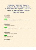 NSG3600 &sol; NSG 3600 Exams 1 & 2&colon; Children s Health&sol; Pediatric &lpar;Latest 2025&sol; 2026 Updates STUDY BUNDLE WITH COMPLETE SOLUTIONS&rpar; &vert; Qs & As&vert; Grade A&vert; 100&percnt; Correct &lpar;Verified Answers&rpar;- Galen