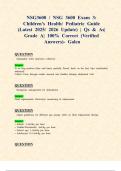 NSG3600 &sol; NSG 3600 Exam 3&colon; Children's Health&sol; Pediatric Guide &lpar;Latest 2025&sol; 2026 Update&rpar; &vert; Qs & As&vert; Grade A&vert; 100&percnt; Correct &lpar;Verified Answers&rpar;- Galen