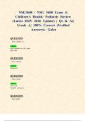 NSG3600 &sol; NSG 3600 Exam 4&colon; Children's Health&sol; Pediatric Review &lpar;Latest 2025&sol; 2026 Update&rpar; &vert; Qs & As&vert; Grade A&vert; 100&percnt; Correct &lpar;Verified Answers&rpar;- Galen