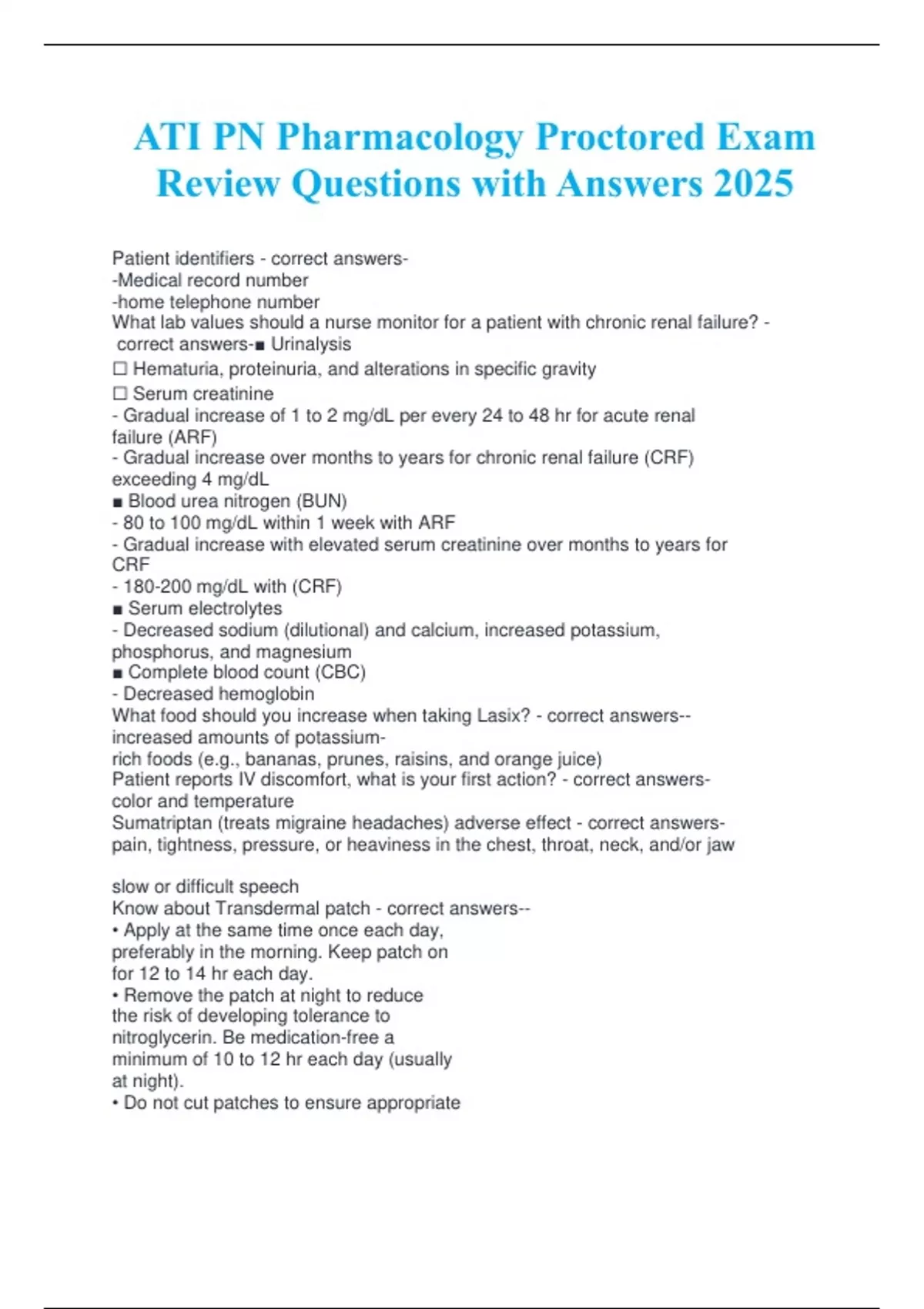 ATI PN Pharmacology Proctored Exam Review Questions with Answers 2025 ...