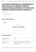 CALIFORNIA CHIROPRACTIC JURISPRUDENCE TEST FINAL EXAM CURRENTLY TESTING COMPLETE EXAM QUESTIONS WITH DETAILED VERIFIED ANSWERS &sol;ALREADY GRADED A&plus;