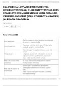 CALIFORNIA LAW AND ETHICS DENTAL HYGIENE TEST EXAM CURRENTLY TESTING 2025 COMPLETE EXAM QUESTIONS WITH DETAILED VERIFIED ANSWERS &lpar;100&percnt; CORRECT ANSWERS&rpar; &sol;ALREADY GRADED A&plus;