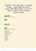 NSG4100 &sol; NSG 4100 Exams 1 & 2&colon; Nursing Practice - Adult Health III &lpar;Latest 2025&sol; 2026 Updates STUDY BUNDLE WITH COMPLETE SOLUTIONS&rpar; &vert; Qs & As&vert; Grade A&vert; 100&percnt; Correct &lpar;Verified Answers&rpar;- Galen