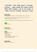 NSG4100 &sol; NSG 4100 Exam 4&colon; Nursing Practice - Adult Health III Guide &lpar;Latest 2025&sol; 2026 Update&rpar; &vert; Qs & As&vert; Grade A&vert; 100&percnt; Correct &lpar;Verified Answers&rpar;- Galen