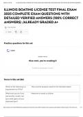 ILLINOIS BOATING LICENSE TEST FINAL EXAM 2025 COMPLETE EXAM QUESTIONS WITH DETAILED VERIFIED ANSWERS &lpar;100&percnt; CORRECT ANSWERS&rpar; &sol;ALREADY GRADED A&plus;