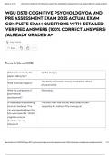 WGU D570 COGNITIVE PSYCHOLOGY OA AND PRE ASSESSMENT EXAM 2025 ACTUAL EXAM COMPLETE EXAM QUESTIONS WITH DETAILED VERIFIED ANSWERS &lpar;100&percnt; CORRECT ANSWERS&rpar; &sol;ALREADY GRADED A&plus;
