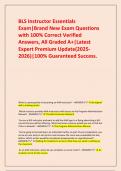 BLS Instructor Essentials Exam&vert;Brand New Exam Questions with 100&percnt; Correct Verified Answers&comma; All Graded A&plus;&vert;Latest Expert Premium Update&lpar;2025-2026&rpar;&vert;100&percnt; Guaranteed Success&period;