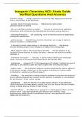 Inorganic Chemistry ACS&colon; Study Guide Verified Questions And Answers