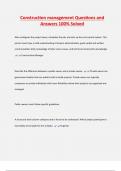 Construction management Questions and  Answers 100&percnt; Solved