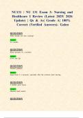 NU131 &sol; NU 131 Exams 3&colon; Nursing and Healthcare I &lpar;Latest 2025&sol; 2026 Updates STUDY BUNDLE WITH COMPLETE SOLUTIONS&rpar; &vert; Qs & As&vert; Grade A&vert; 100&percnt; Correct &lpar;Verified Answers&rpar;- Galen