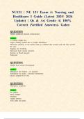 NU131 &sol; NU 131 Exams 1&comma;2&comma;3 & 4&colon; Nursing and Healthcare I &lpar;Latest 2025&sol; 2026 Updates STUDY BUNDLE WITH COMPLETE SOLUTIONS&rpar; &vert; Qs & As&vert; Grade A&vert; 100&percnt; Correct &lpar;Verified Answers&rpar;- Galen