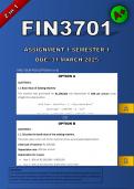 FIN3701 Assignment 1 (Detailed Answers) Semester 1 (2 in 1) - DUE 31 March 2025 