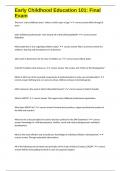 Early Childhood Education 101&colon; Final Exam 2025 questions and 100&percnt; correct answers