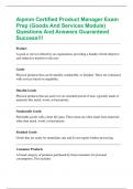 Aipmm Certified Product Manager Exam Prep &lpar;Goods And Services Module&rpar; Questions And Answers Guaranteed Success&excl;&excl;&excl;