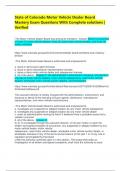 State of Colorado Motor Vehicle Dealer Board Mastery Exam Questions With Complete solutions &vert; Verified  