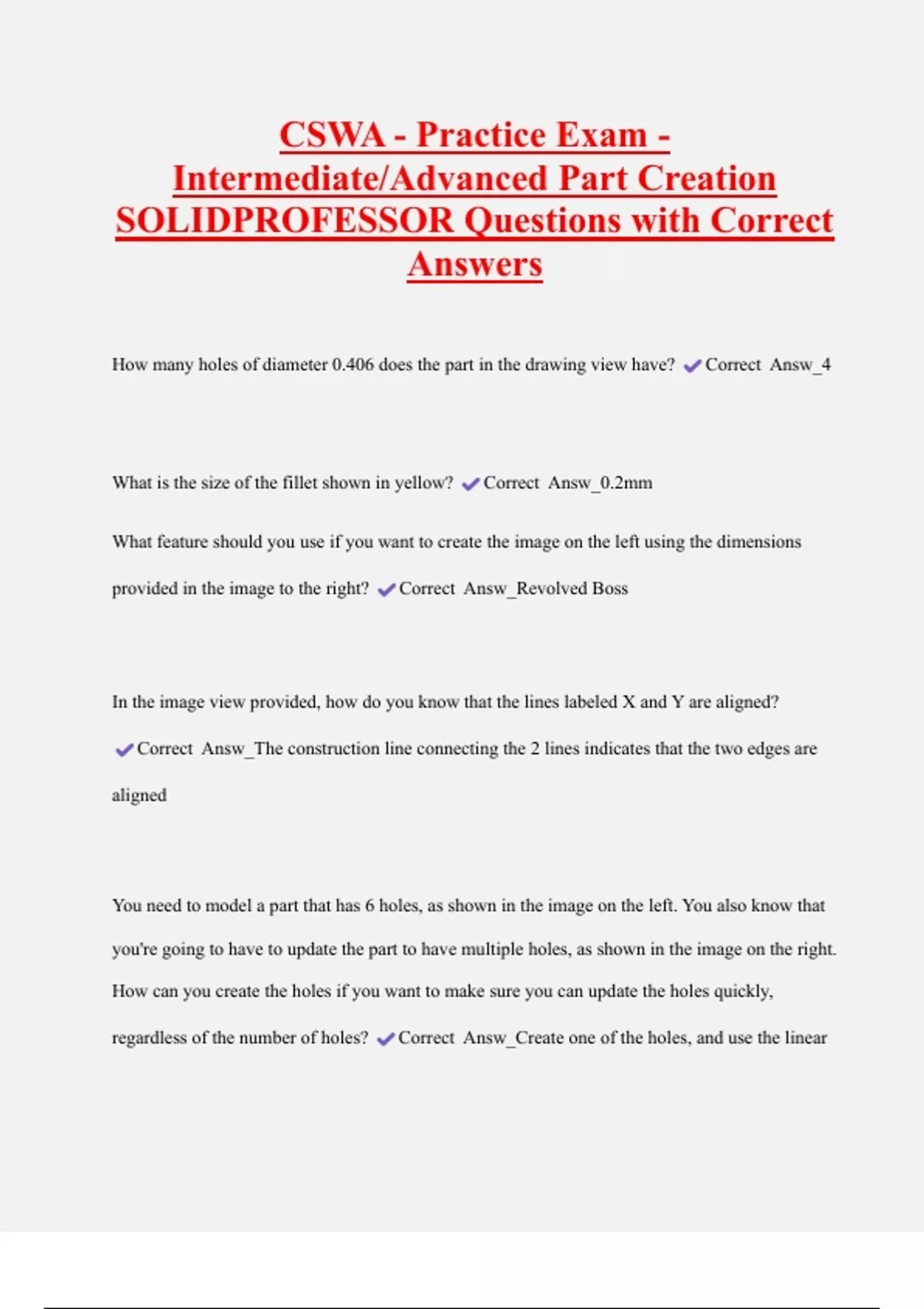 CSWA - Practice Exam - Intermediate/Advanced Part Creation ...