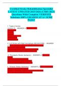 Certified Stroke Rehabilitation Specialist LATEST UPDATED 2025&sol;2026 &lpar;CSRS 2023&rpar; Questions With Complete VERIFIED Solutions 100&percnt; GRADED AT A&plus; SURE PASS&excl;&excl;