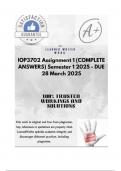 IOP3702 Assignment 1 &lpar;COMPLETE ANSWERS&rpar; Semester 1 2025 - DUE 28 March 2025&semi; 100&percnt; trusted&comma; comprehensive and complete reliable solution with clear explanation