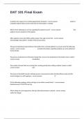 DAT 101 Final Exam Complete Solutions 100&percnt; Verified Answers Graded A&plus;&period;