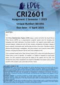 CRI2601 Assignment 2 (ANSWERS) Semester 1 2025 - DISTINCTION GUARANTEED